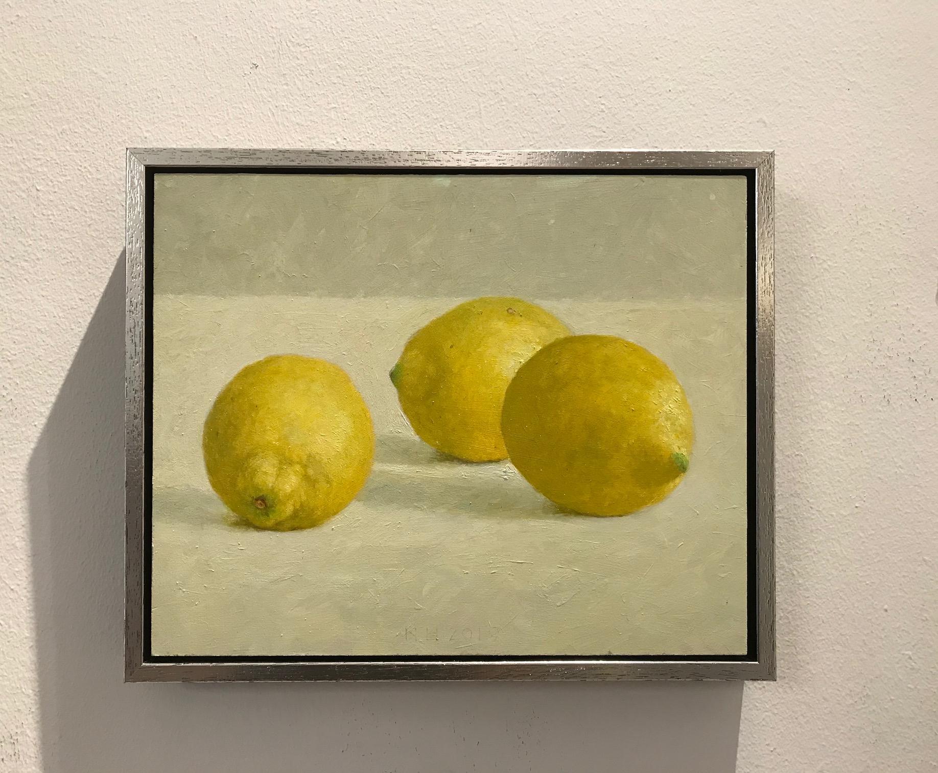 ''Lemons'' Contemporary Dutch Still Life Painting of Fruit, Lemons - Beige Figurative Painting by Nico Heilijgers