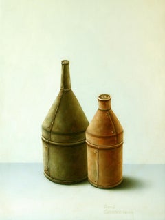 “Two Tin Canisters” Contemporary Dutch Fine Realist Still-Life Painting