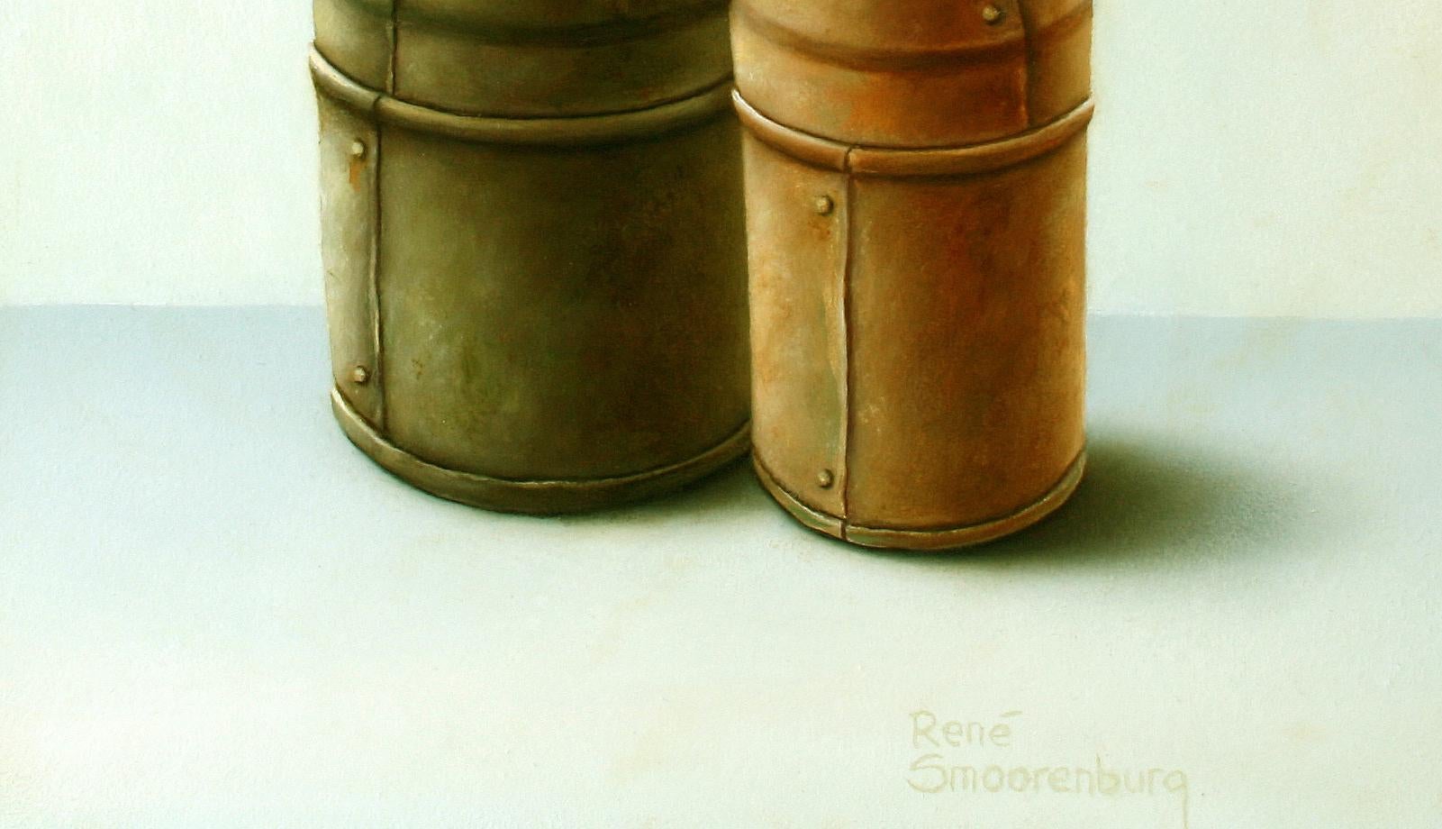“Two Tin Canisters” Contemporary Dutch Fine Realist Still-Life Painting 3