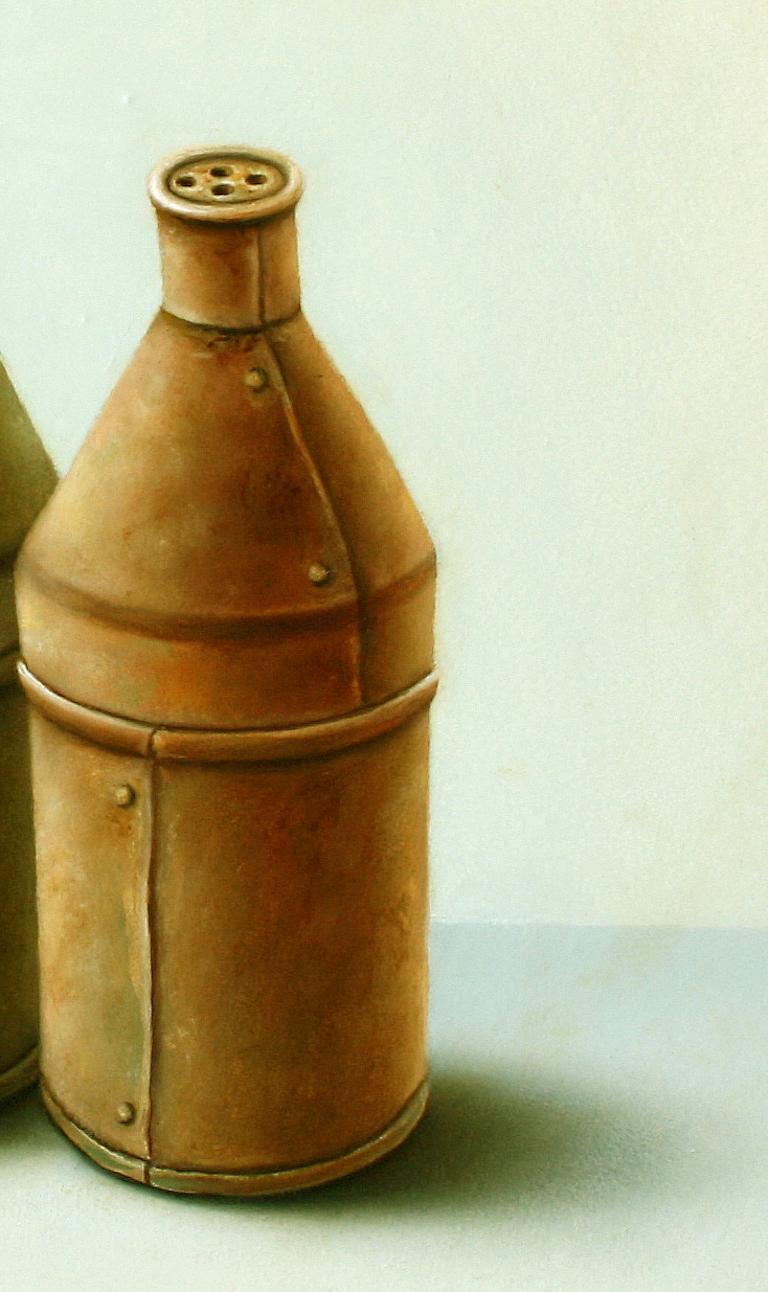 “Two Tin Canisters” Contemporary Dutch Fine Realist Still-Life Painting 2