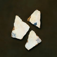 “Delft Blue Tile Shards” Contemporary Dutch Fine Realist Still-Life Painting