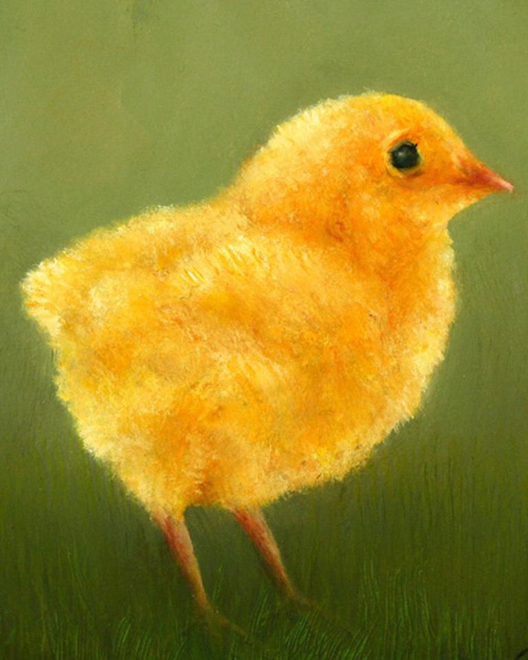 René Smoorenburg  Figurative Painting - “Baby Chick” Contemporary Fine Realist Still-Life Painting of a Baby Chick