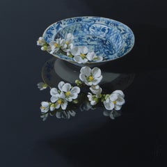 ''Quince on a Porcelain Bowl'', Contemporary Still Life Porcelain and Quince