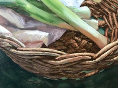 ''Basket with Leeks'' Contemporary Dutch Still Life Painting with Leeks