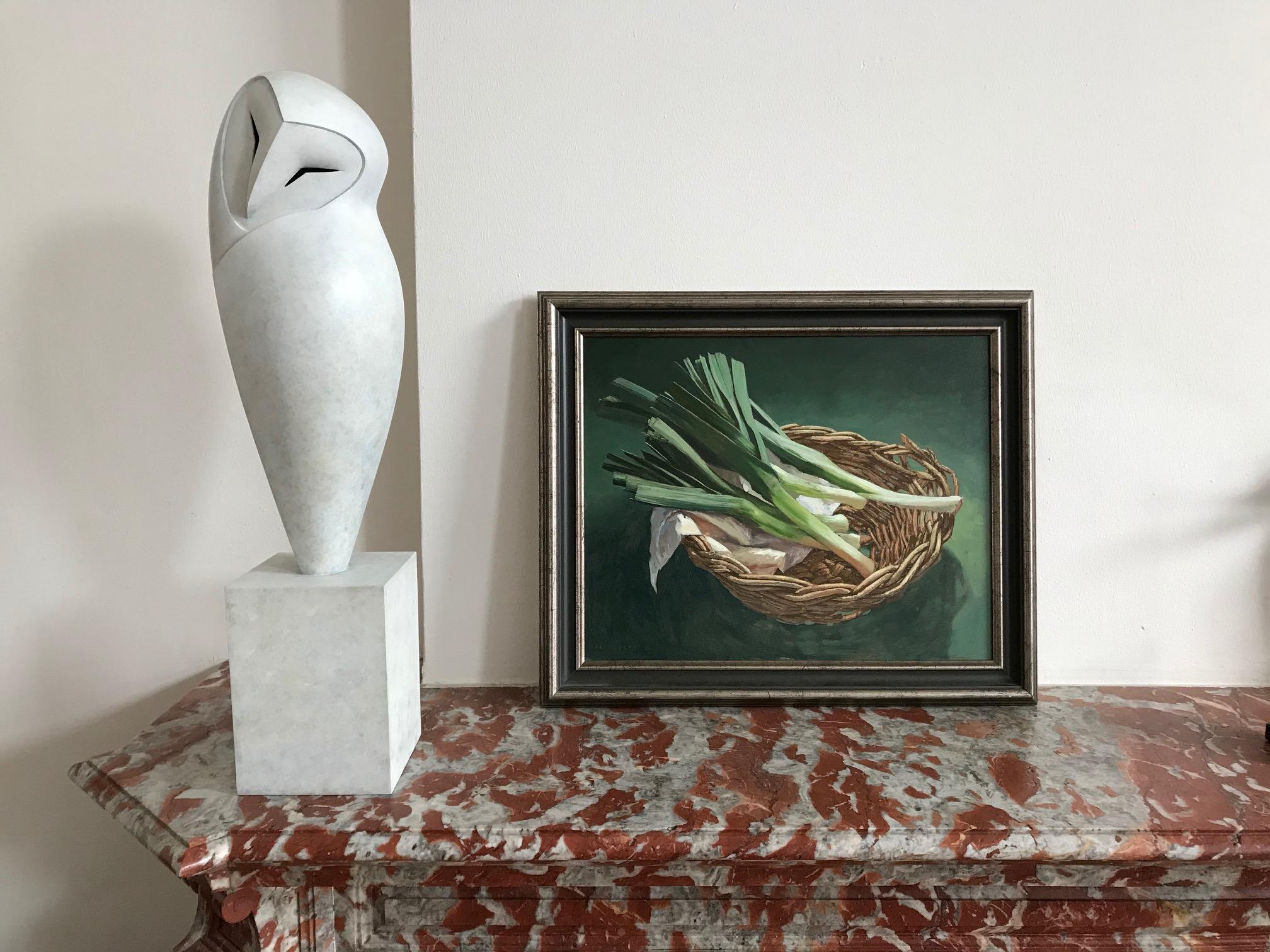 ''Basket with Leeks'' Contemporary Dutch Still Life Painting with Leeks  For Sale 2