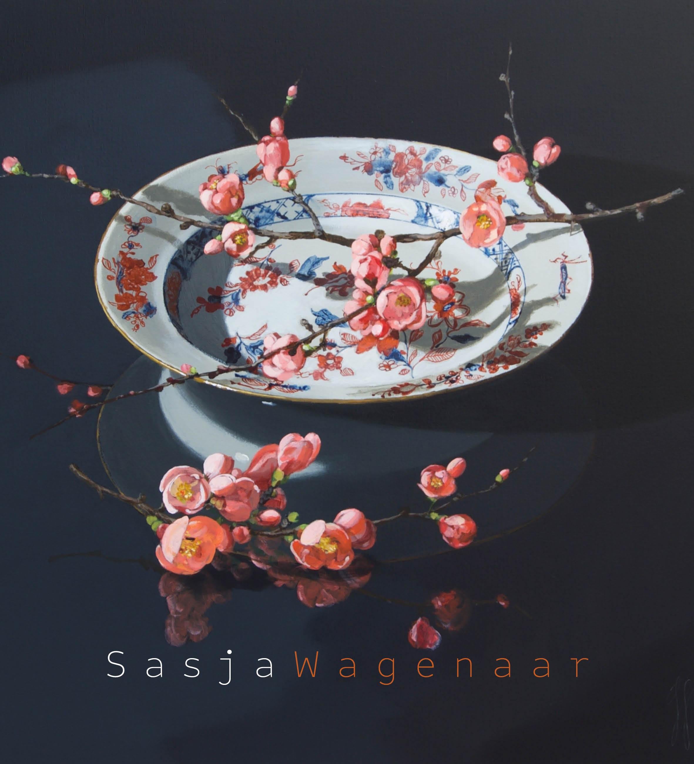 ''Blossom Branch'', Contemporary Still Life with Pink and Orange Blossom Branch 7