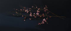 « Branche de fleur », nature morte contemporaine avec branche de fleurs roses et orange