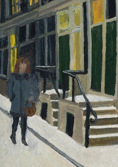 ''Winter Walk'' Cosy Painting of a Dutch Street in the Snow
