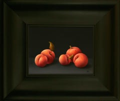 “5 Peaches” Contemporary Fine Realist Still-Life Painting of Peaches, Fruit