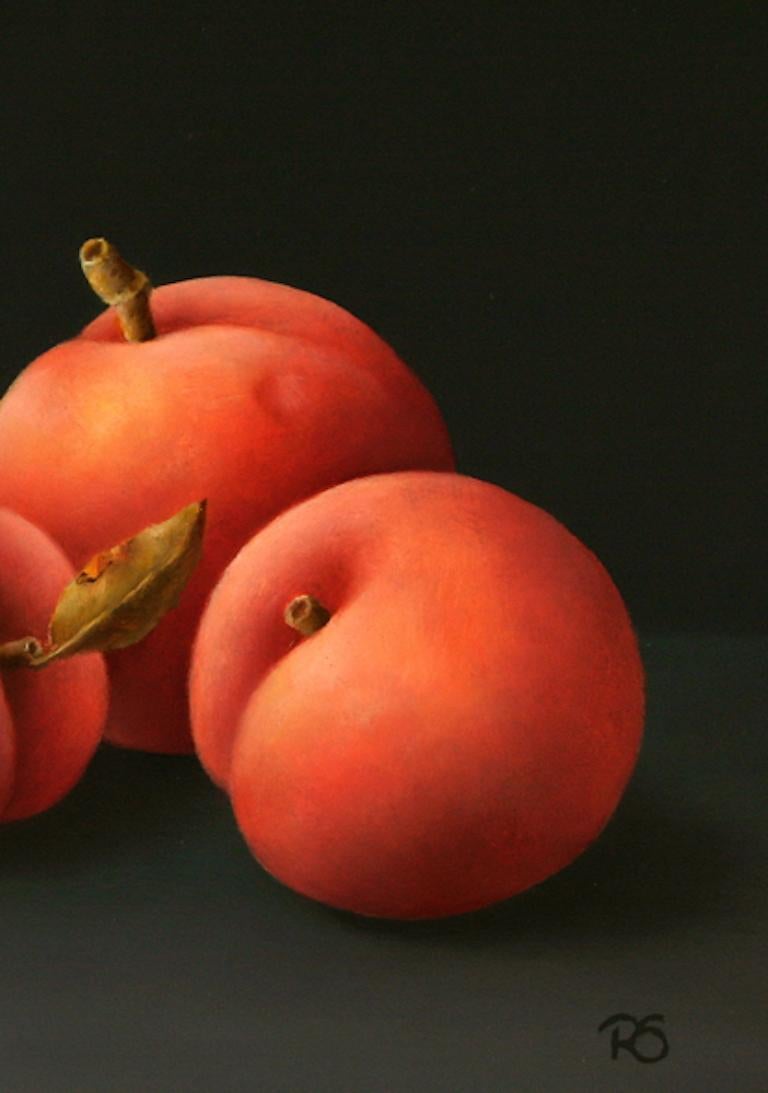 René Smoorenburg “5 Peaches” Contemporary Fine Realist StillLife