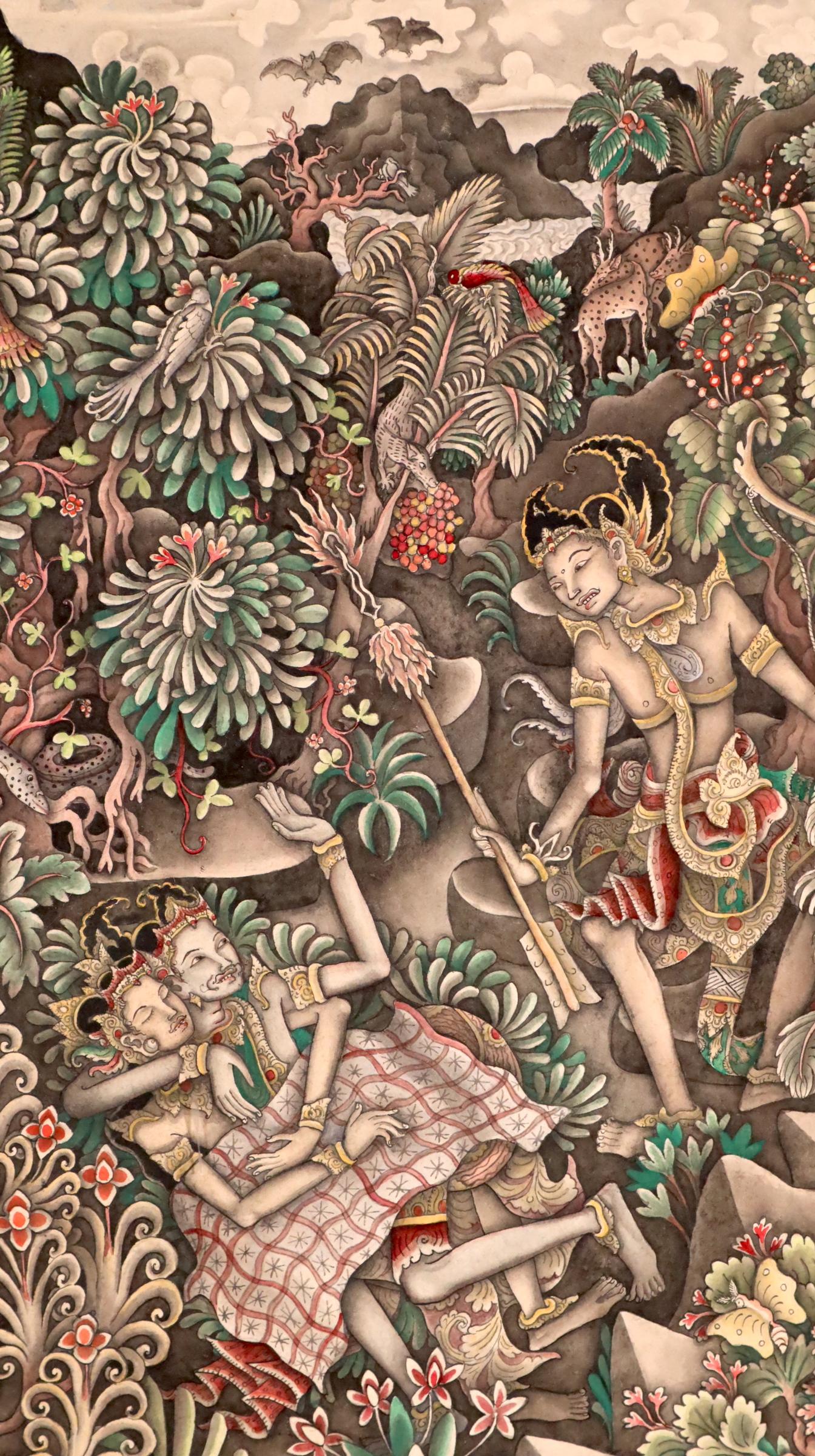 Balinese painting forest with Rama Sita Bali Indonesia INVENTORY CLEARANCE SALE - Art by Unknown