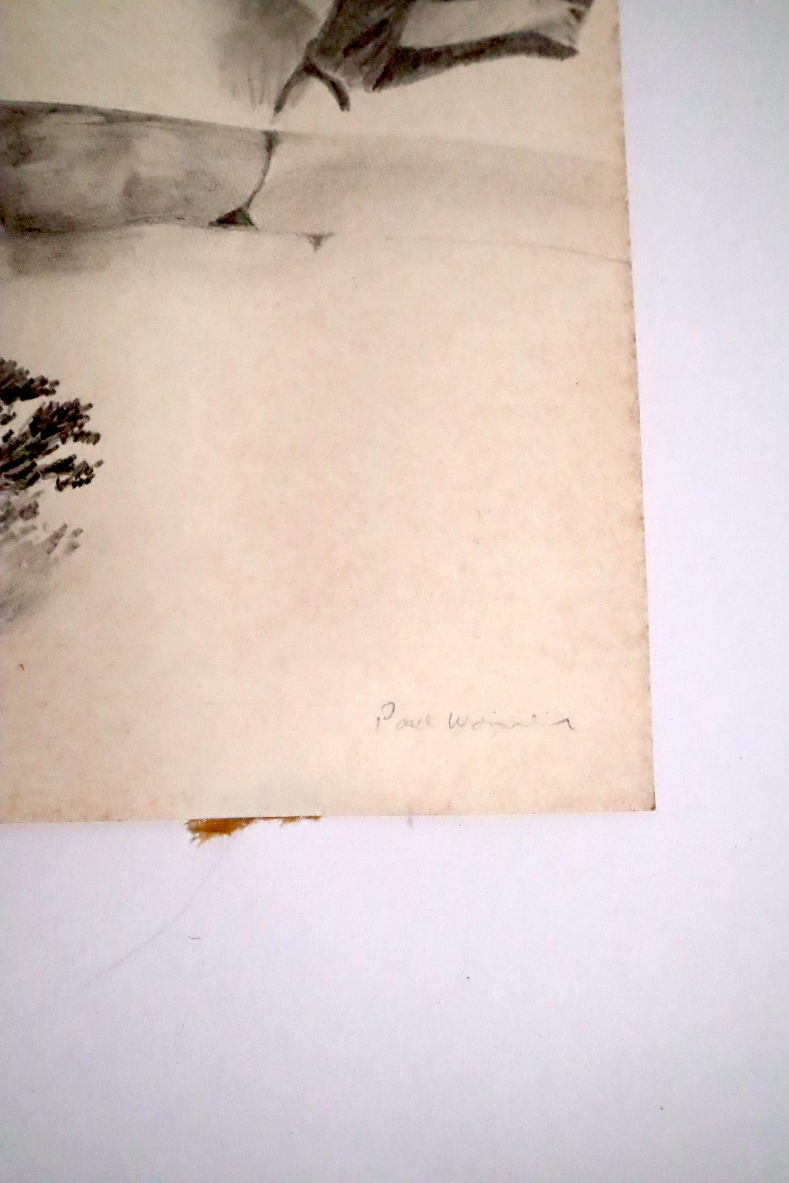 Paul Wonner 1971 pencil and gouache Bay Area Figurative INVENTORY CLEARANCE SALE For Sale 2