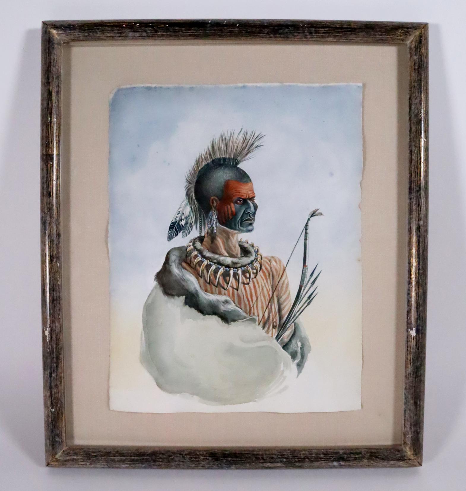 Four Portraits of Native Americans INVENTORY CLEARANCE SALE - Tribal Painting by Bertha M. Farr