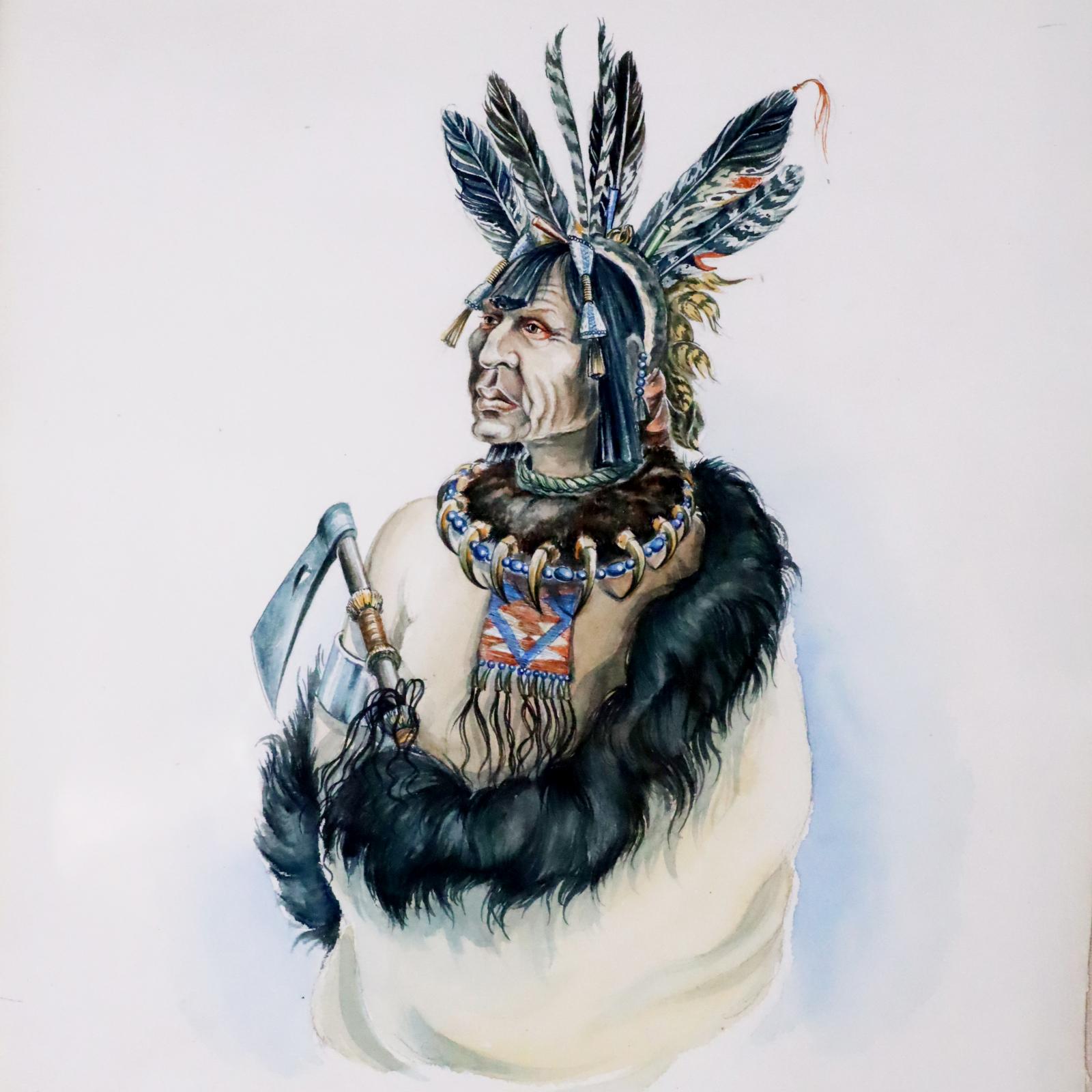 Bertha M. Farr Figurative Painting - Four Portraits of Native Americans INVENTORY CLEARANCE SALE