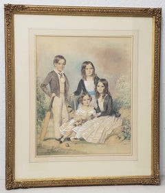 John Collingham Moore "Hijos de Henry y Elizabeth Young" Acuarela c.1860