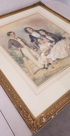 John Collingham Moore "Children of Henry and Elizabeth Young" Watercolor c.1860
