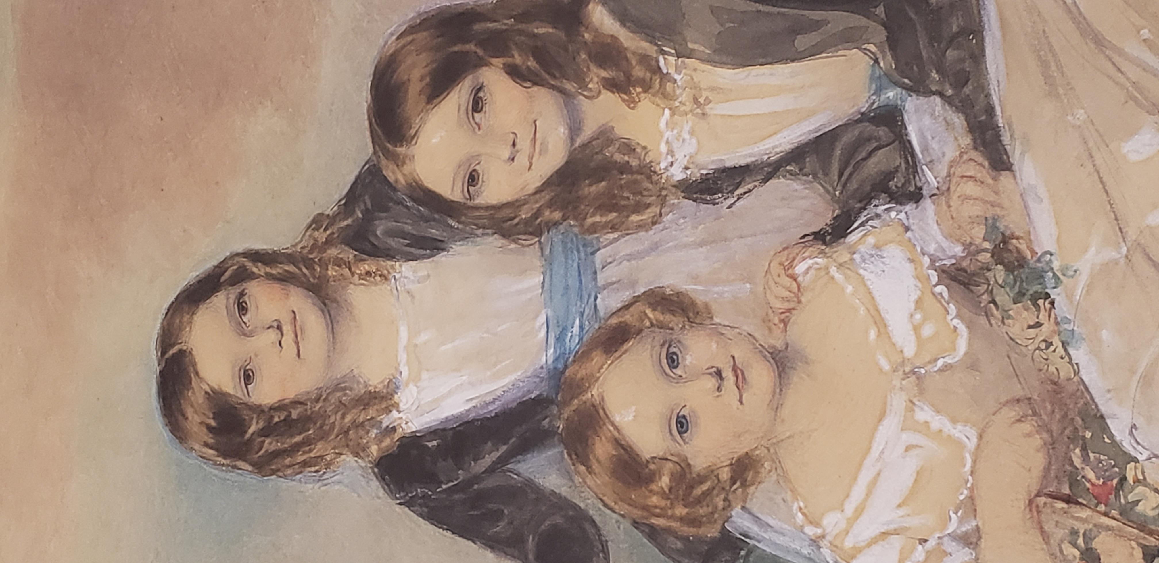 John Collingham Moore: „Kinder von Henry und Elizabeth Young“, Aquarell, um 1860 im Angebot 5