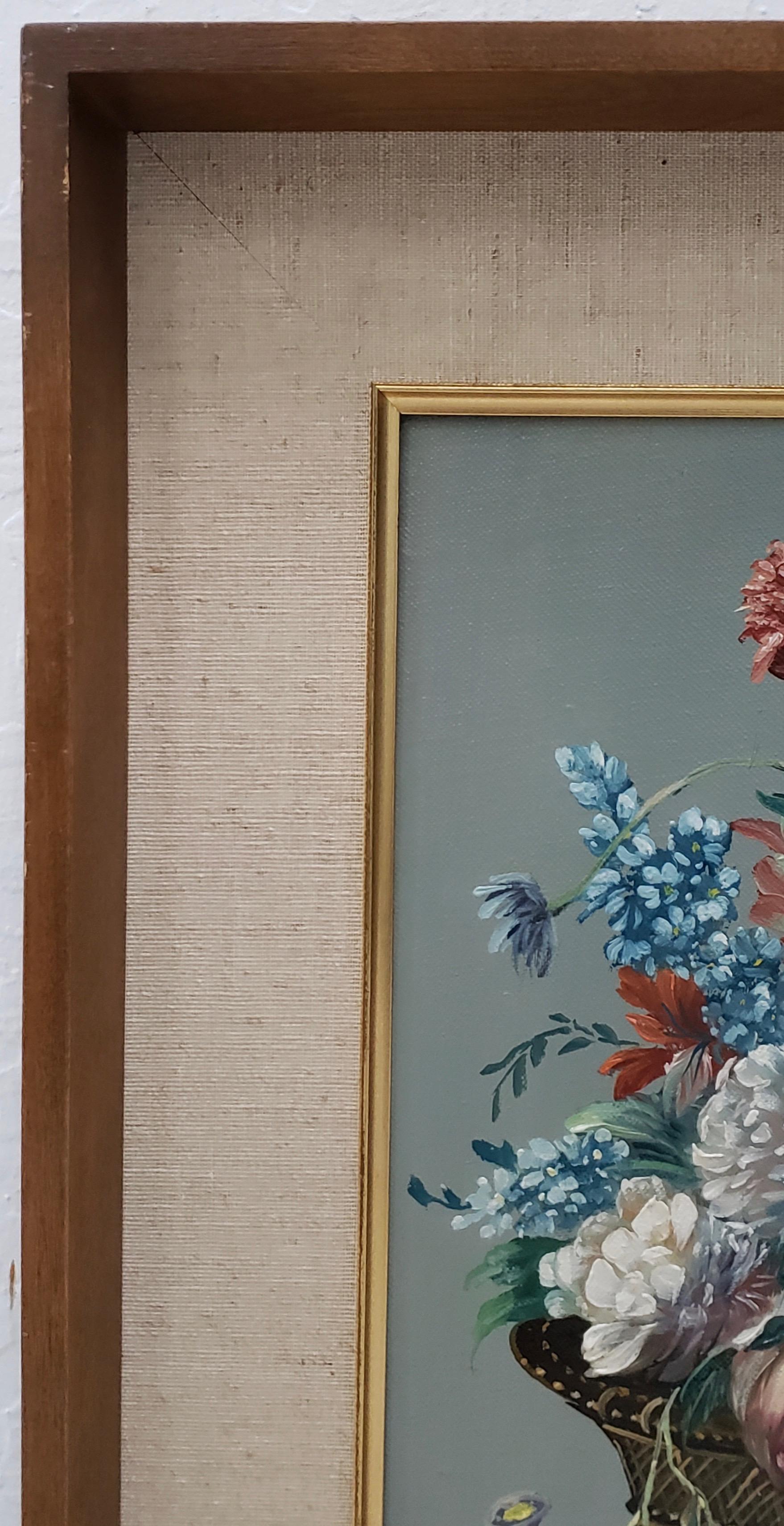 Peinture originale de Louis Emiel Chappel (1888-1963) « Floral Still Life II » ( Nature morte florale) vers 1950 en vente 3