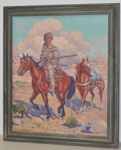 Roscoe Litchfield (1888-1971) "Davy Crockett Out West" Oil Painting c.1940