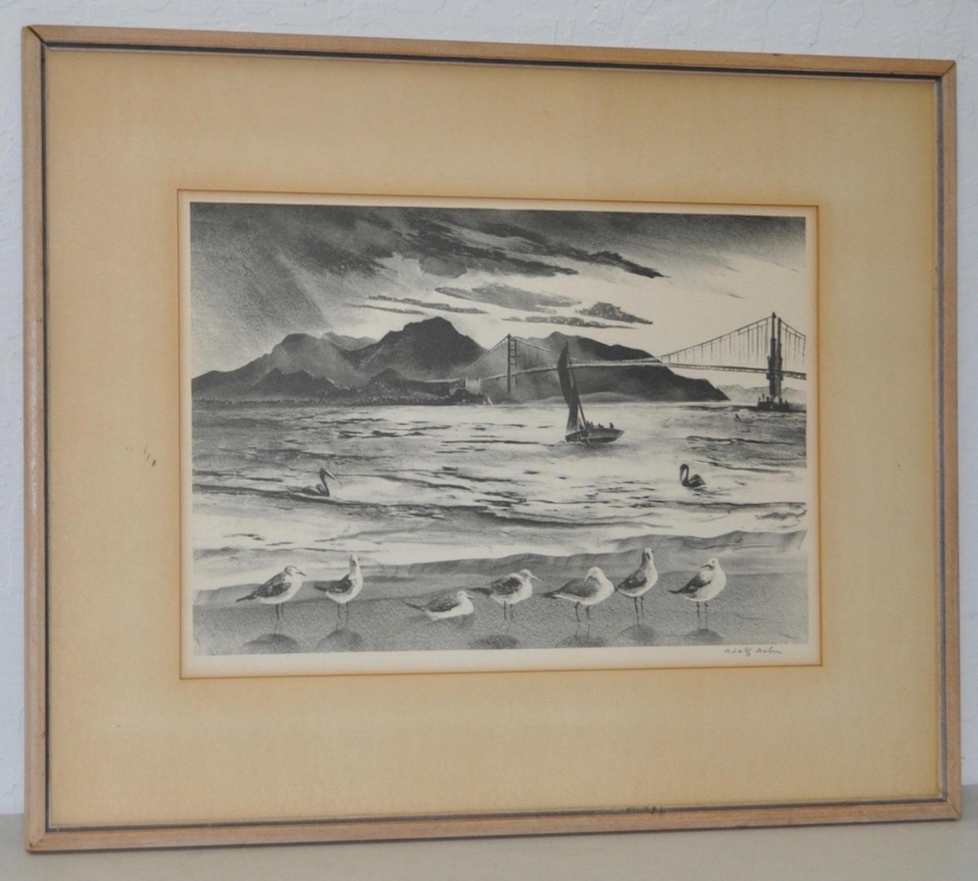 Lithographie Adolph Dehn « Golden Gate » (porte d'or) vers 1940