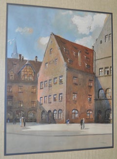 Franz Schmidt (1884-1951) "Nuremberg, Germany" Original Gouache on Paper c.1930s