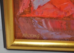 Lowell Hecking (1908-1994) "Kabuki Theater" Original Oil on Canvas c.1970s