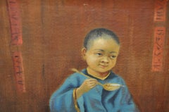 Frederick Bauer "Chinese Children" Original Oil Painting c.1890s