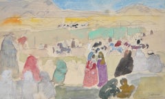 Charles-George Dufresne (français, 1876-1938) Aquarelle originale avec figures c.C. 192