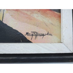 Abstraktes Vintage-Gemälde in Mischtechnik „The Refinery“ von Maryn Hunzeker, ca. 1950