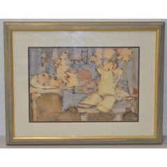 Hank Virgona Still Life Table Original Watercolor Circa 1970s