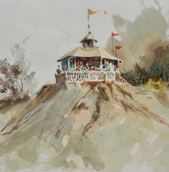 Jake Lee (1915-1991) Acquerello originale "Bandstand on the Bluff", 1989 ca.