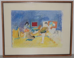 Donald Borthwick "Nude In Room With Red Window" Mixed-Media Original c.1964