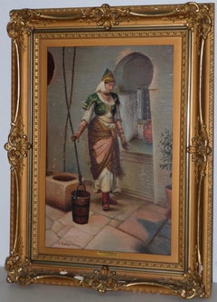 19th Century Oil Painting "Favorite of the Harem" J. Delarmo
