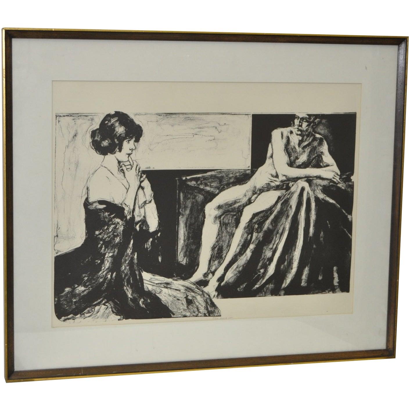 Klassische Lithographie von Gerald Gooch, ca. 1965. 

Signiert und datiert unten rechts. 

Limitierte Ausgabe. Dies ist die Nummer 15/20.

Abmessungen 25 1/2" x 19". Rahmenmaße 33" x 27". 

Sehr guter Vintage-Zustand (Rahmen in "as is" Zustand