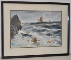 Shen Shaolun "Chinese Junk Ship" Original Watercolor c.1960
