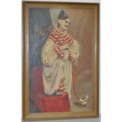 Antique Clown Painting by Mary Pedri c.1940s