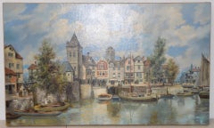 J.C. Frisch "Amsterdam" Original 19th Century Oil Painting