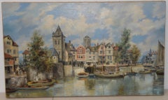J.C. Frisch "Amsterdam" Original 19th Century Oil Painting