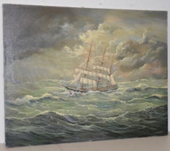 Marcus Paulsen "Norma on Stormy Seas" Original Oil Painting Early 20th c.