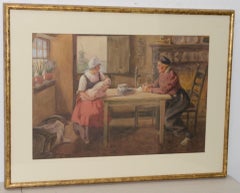  G. Howard Hilder "Family Time in Voldendam" Original Watercolor c.1930s