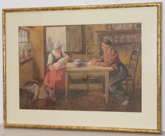 G. Howard Hilder "Family Time in Voldendam" Original Watercolor c.1930s