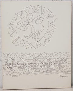 Haku Shah (India, 1934-2019) Original Pen & Ink Drawing c.1968