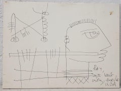  Haku Shah (India, 1934-2019) Original Pen & Ink Drawing For Ray (Eames) c.1968