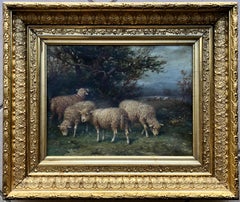 George Riecke (1848-1930) Bucolic Landscape w/ Sheep c.1890