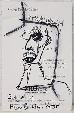 Pen & Ink of Stravinsky by Lawrence Ferlinghetti