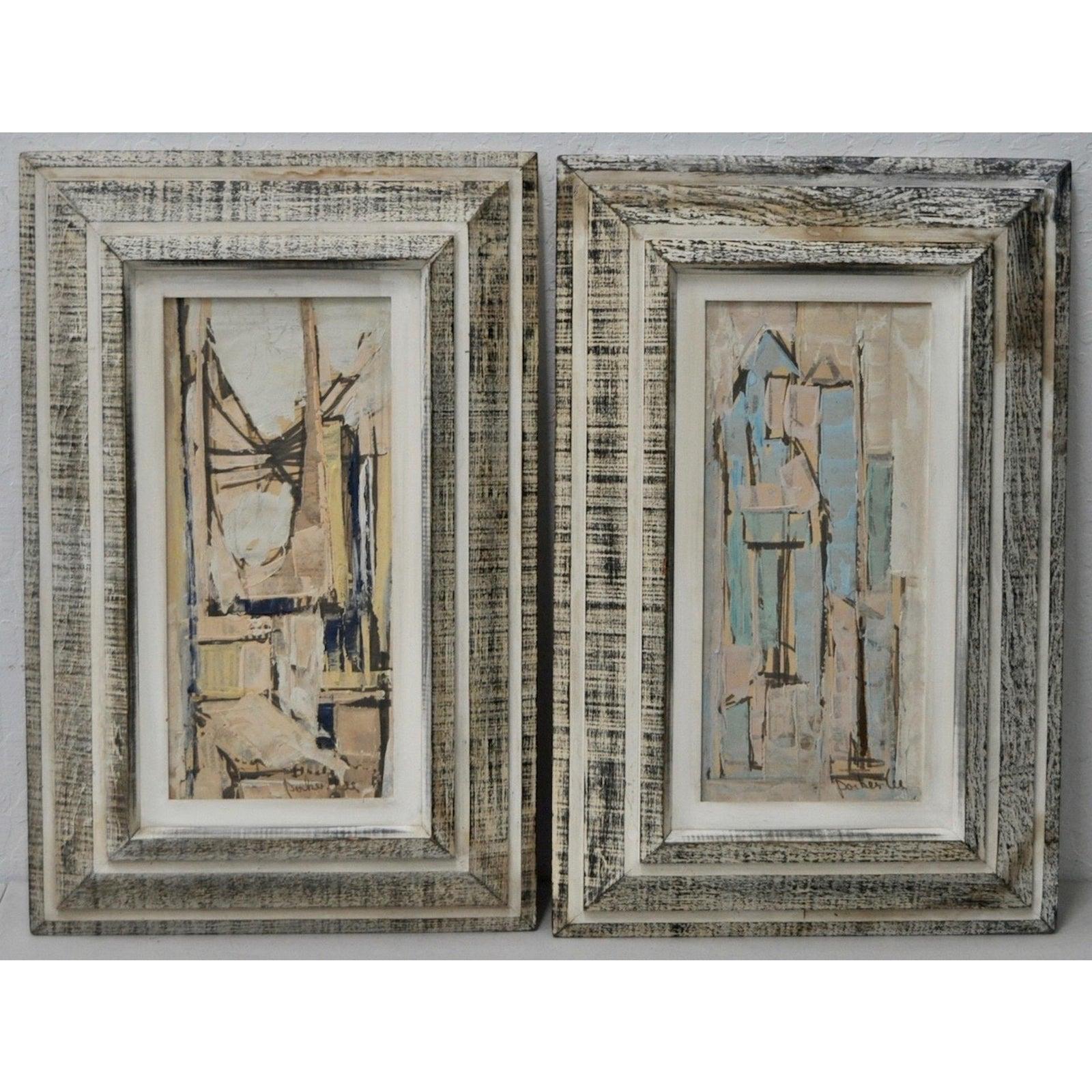 C.1950s Parker Lee Mid-Century Modern Abstract Gouache - A Pair - Painting by Leonard (Parker Lee) Leibsohn