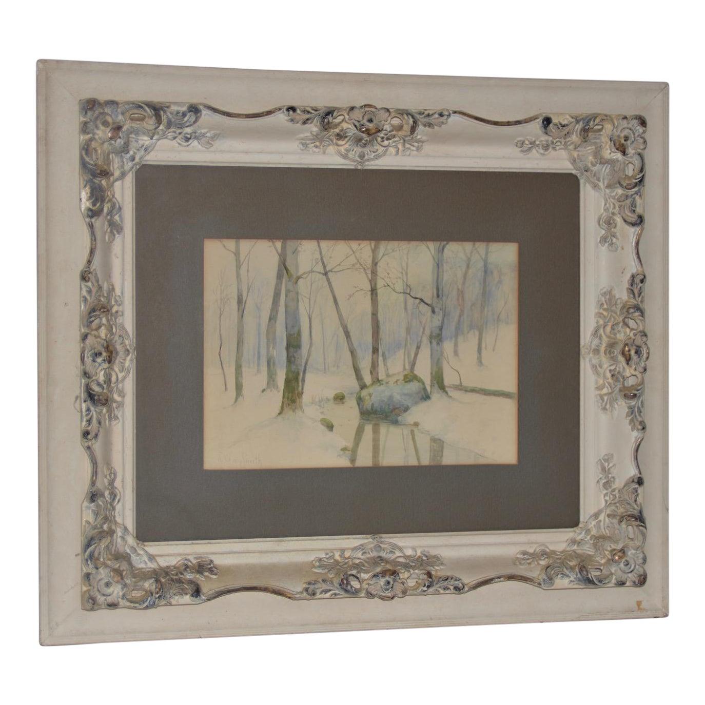 Rufus Way Smith Winterwald-Landschaft Aquarell um 1880

Schönes Aquarell aus dem 19. Jahrhundert des amerikanischen Künstlers Rufus Way Smith (1840-1900).

Original-Aquarell auf Papier. Abmessungen 14" x 10". 

Der leicht beschädigte Rahmen misst