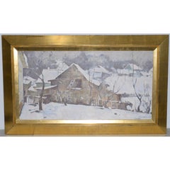 Emmanuil Abramovich Kaminski Winter Landscape w/ Barn c.1970