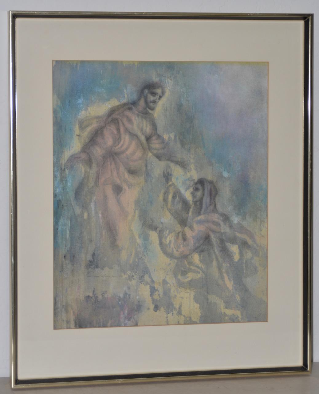 Charles Ware "Mary Magdalene" Original Watercolor on Linen c.1969