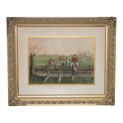 Mid 20th Century "Brooks & Rails" English Fox Hunt Watercolor